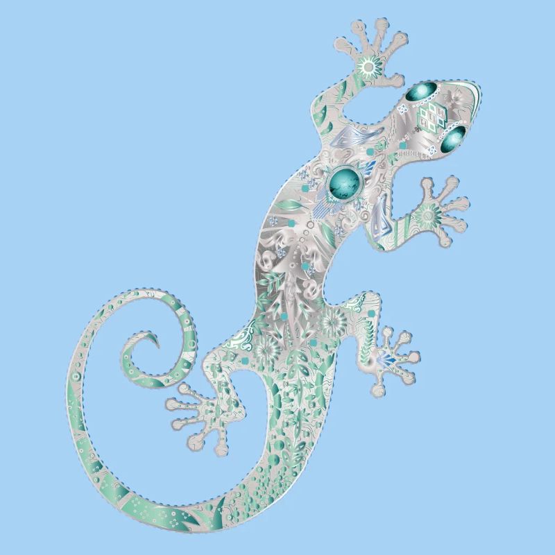 Ethno gecko d’argent et turquoise