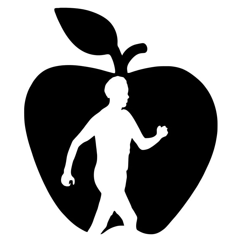 Gesunder Obstwanderer im Apfelausschnitt