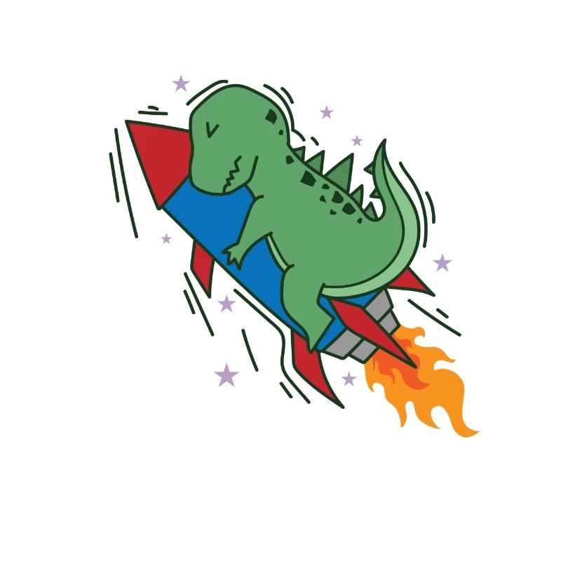 Dino auf einer Rakete Dinosaurier Reptil