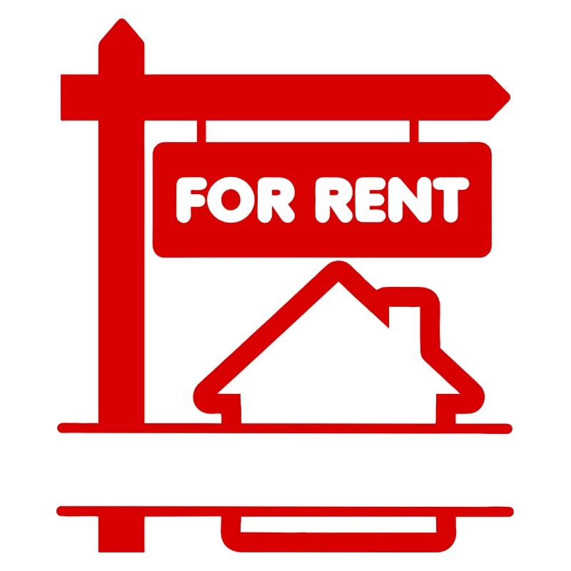Rotes Logo-Schild zur Miete