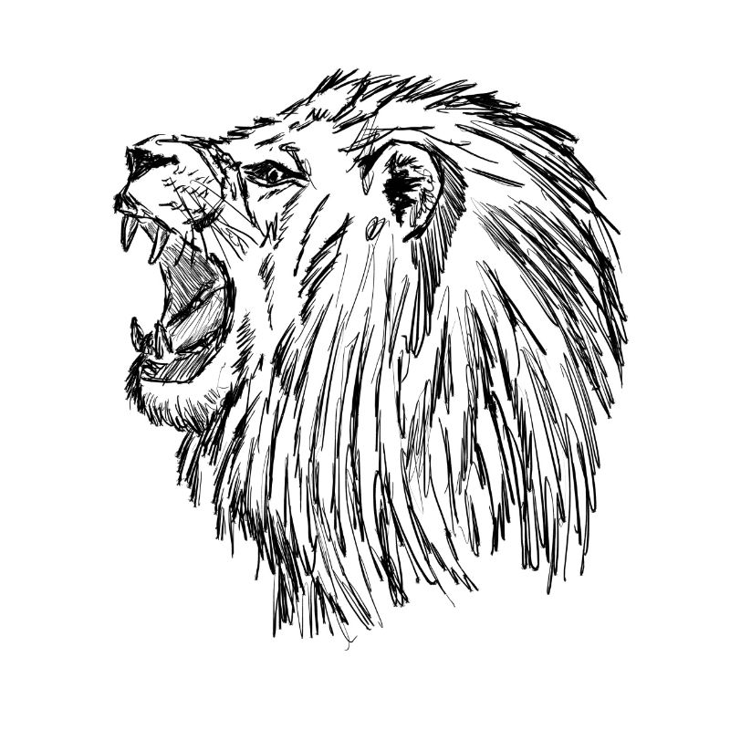 roaring lion - black