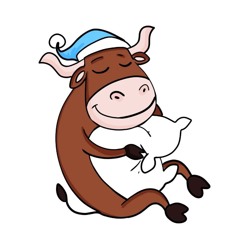 Bœuf avec oreiller et bonnet somnolent