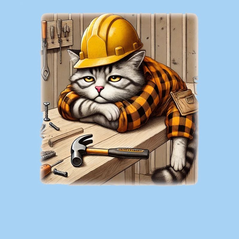 Bored cat in the workshop