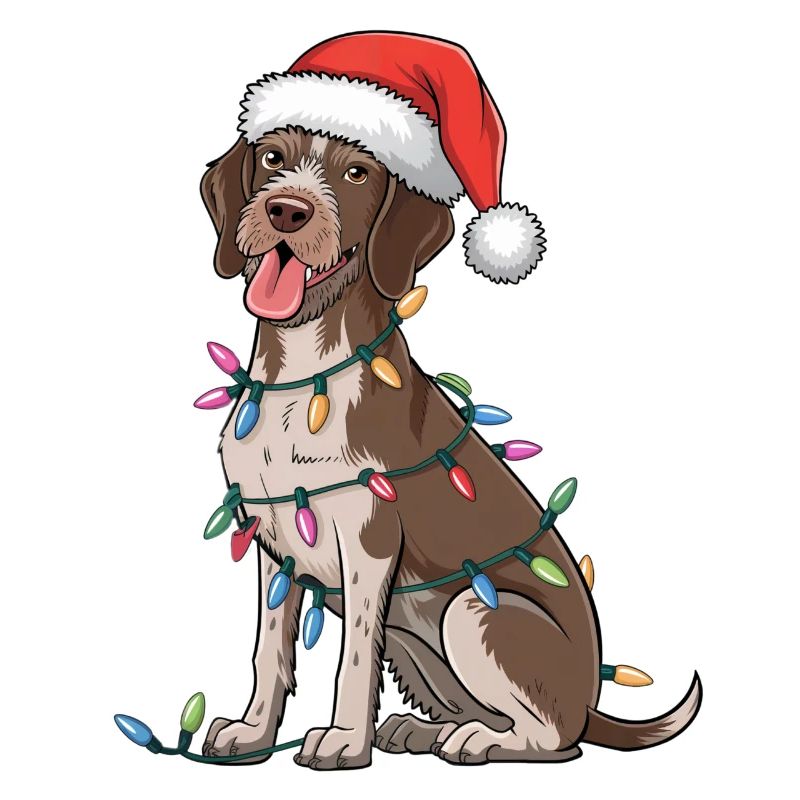 German Wirehaired Pointer Christmas Lights Xmas