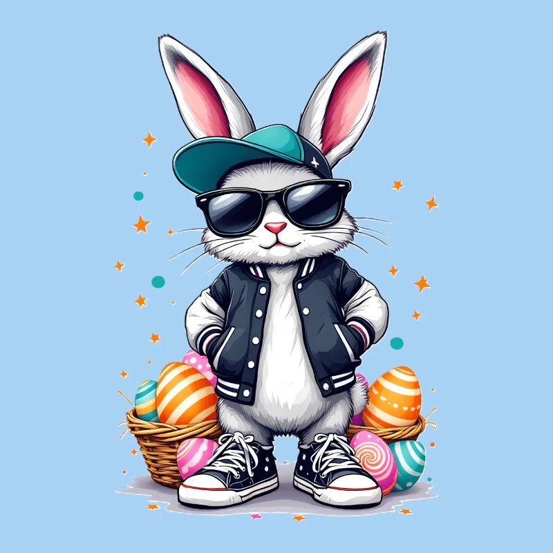 Stylish bunny with Easter basket