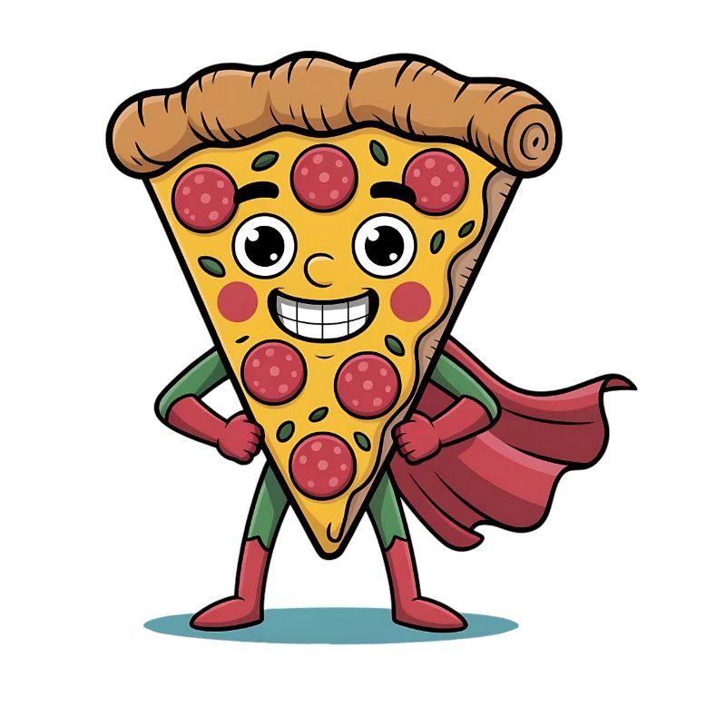 Funny Pizza Cartoon Pizza Slice Design