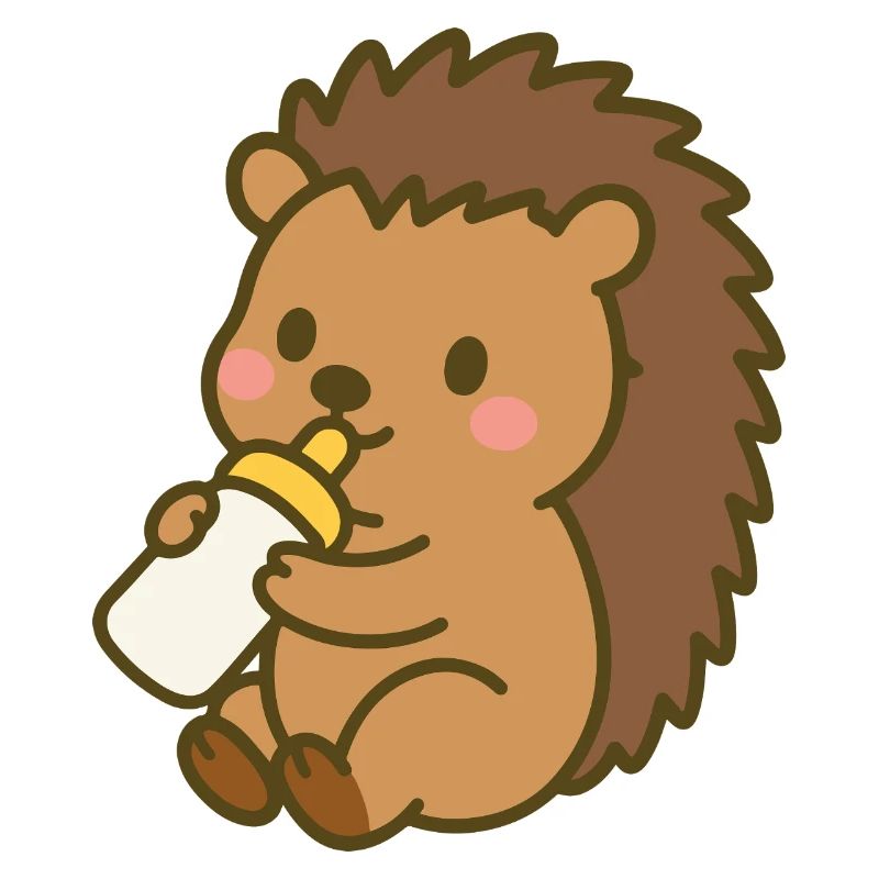 Igelchen mit Milchflasche