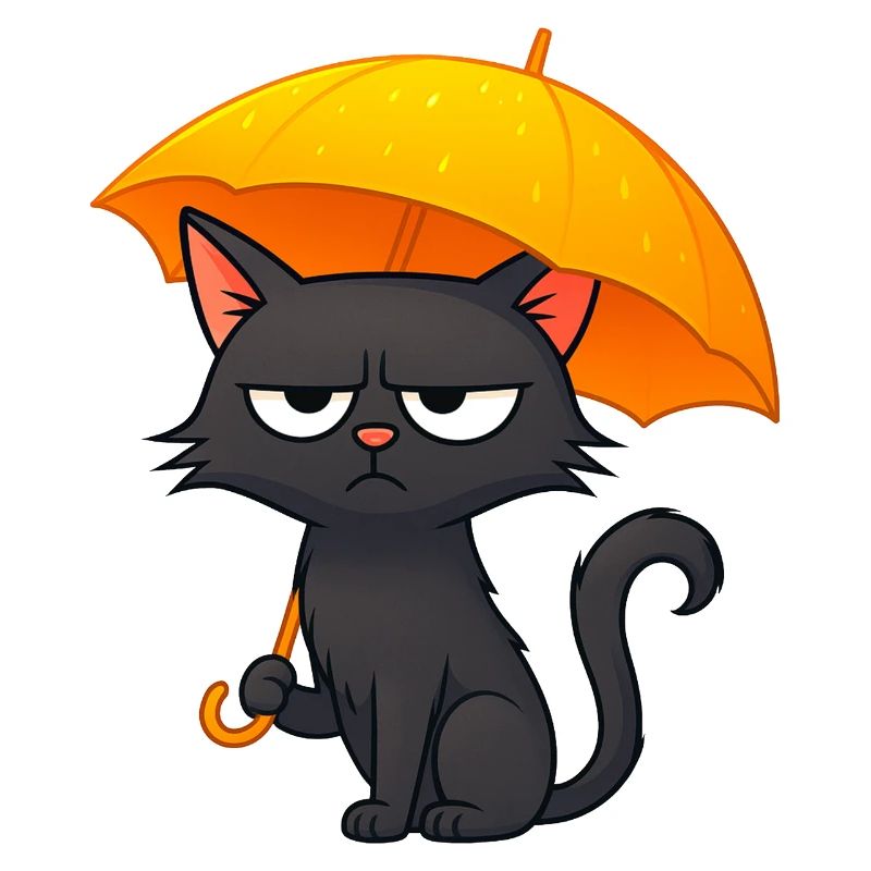 Humorous Grumpy Rainy Days Disaster with Cat