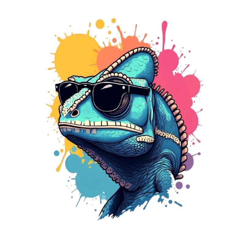 Cool chameleon with sunglasses
