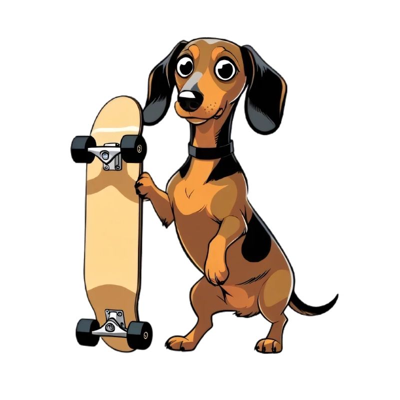 Dackel mit Skateboard Design