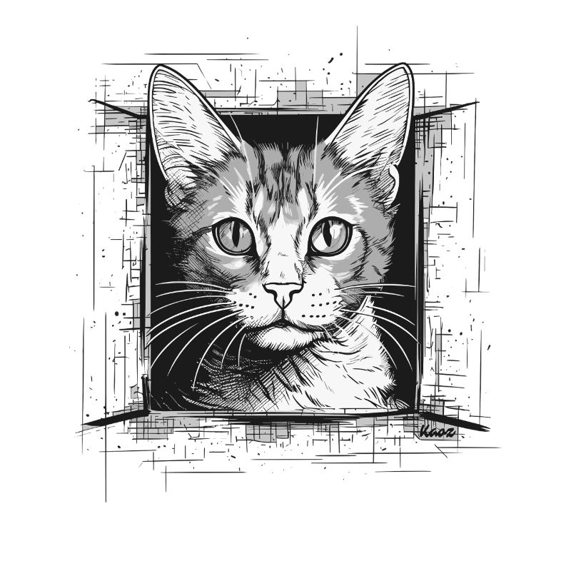 Portrait einer Kastze mit technischer Ästhetik