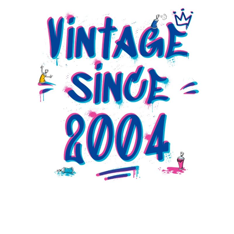  Vintage Since 2004 Hip-Hop Graffiti Glitch 21st