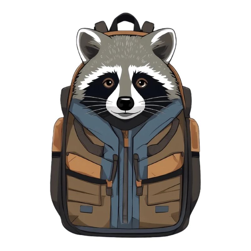 Waschbär mit Rucksack Illustration