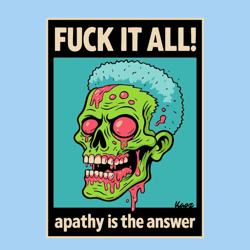Crâne de zombie avec déclaration audacieuse