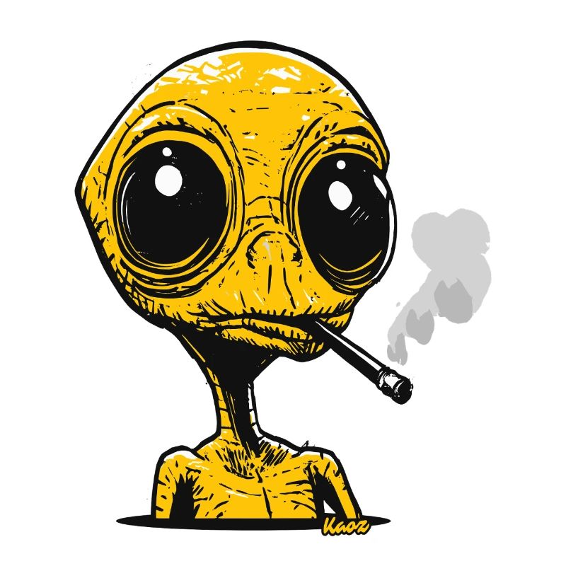 Alien with Cigarette Vintage Design