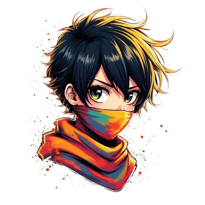 Farbiger Ninja mit Maskerade