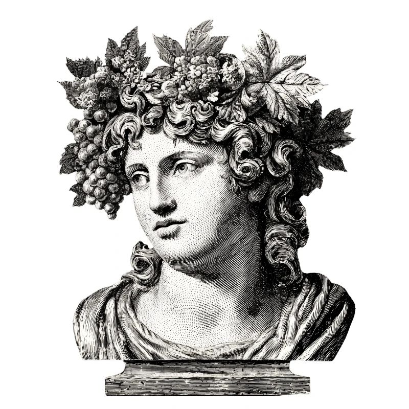 Buste antique Bacchus – Gravure classique