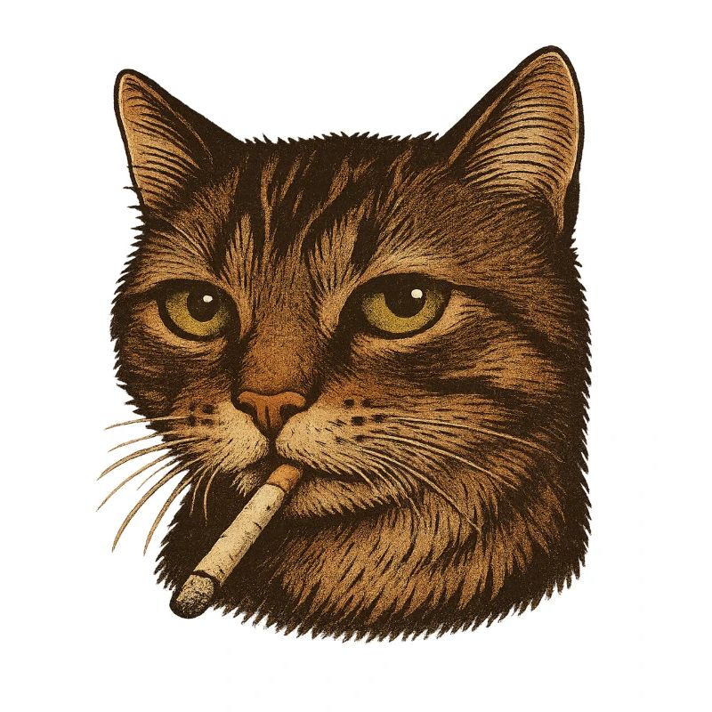 Rauchige Katze Porträt mit Zigarette