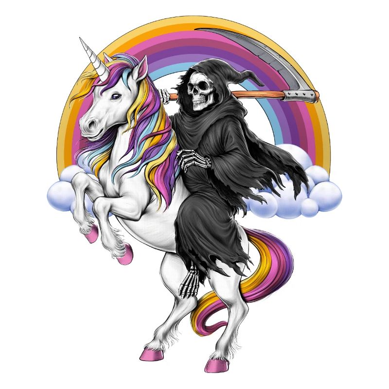 Sensenmann reitet Einhorn