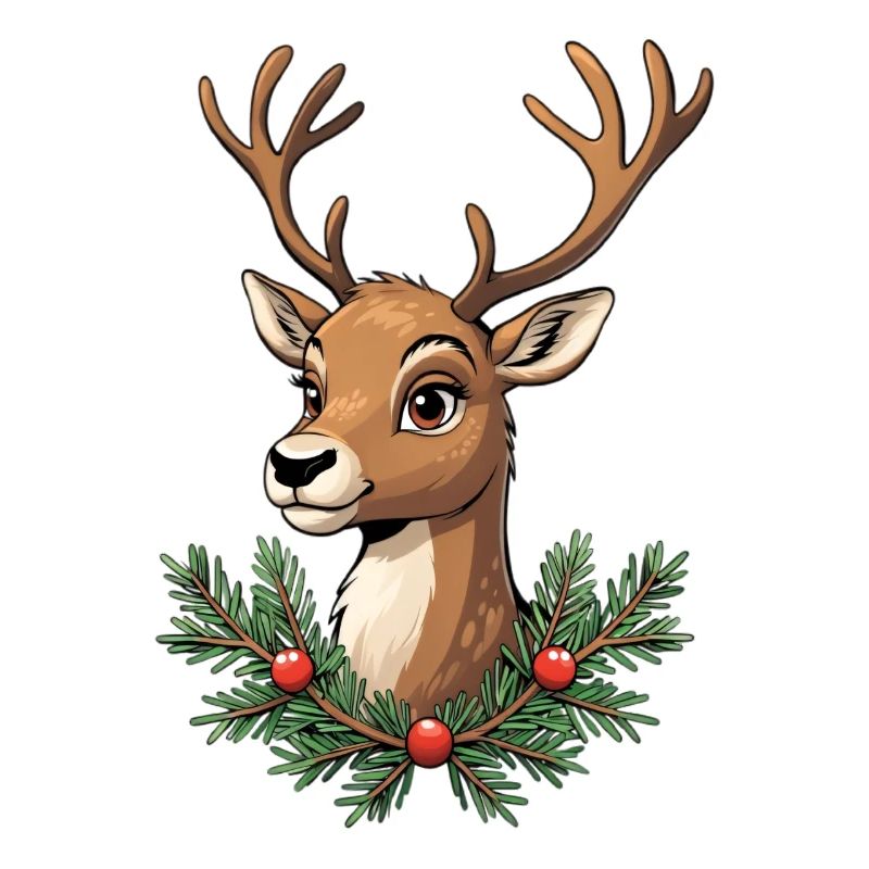 Hirschkopf mit Weihnachtskranz