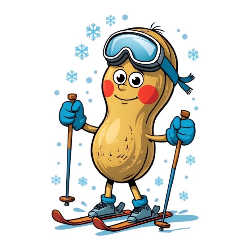 Erdnuss Skifahrer mit Ski