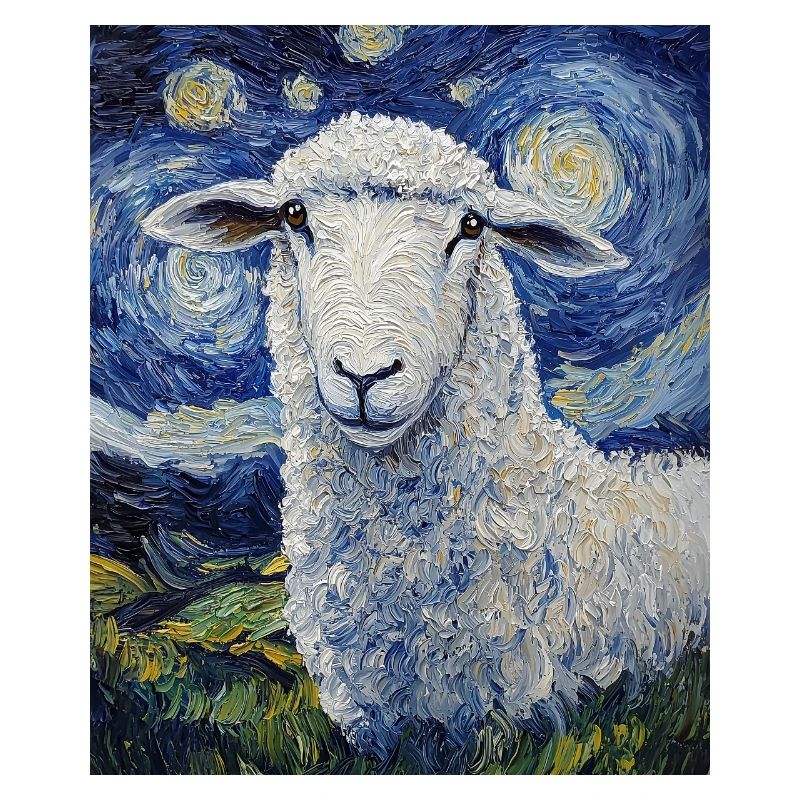 Sheep Van Gogh Style Starry Night