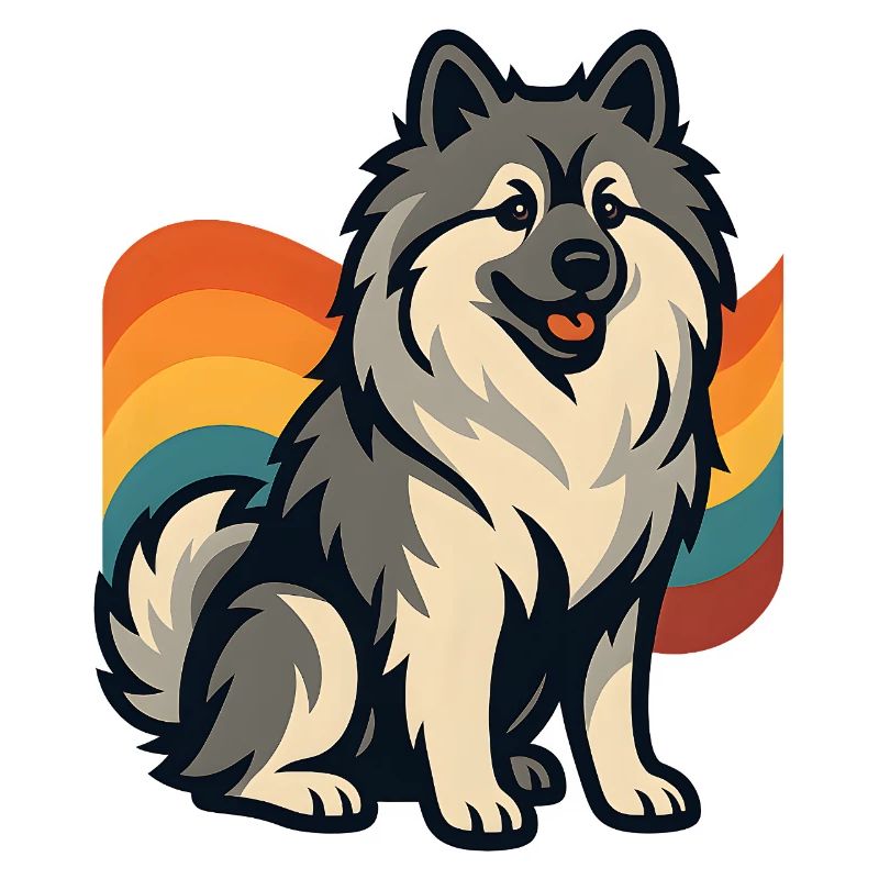 Deutscher Spitz Hund im Regenbogen Hintergrund