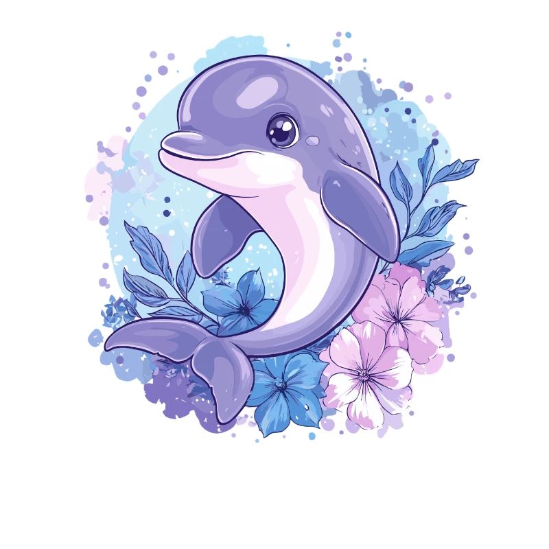 Dolphin in the flower circle