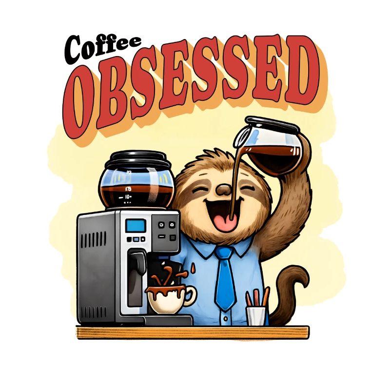 Coffee Obsessed Sloth Caffeine