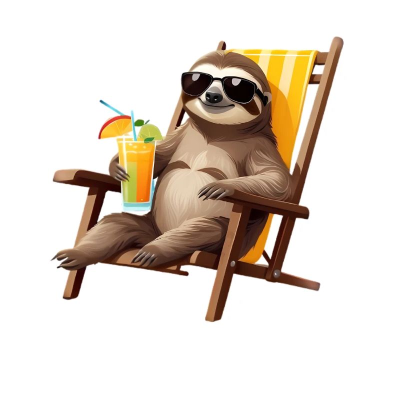 Sommersloth im Liegestuhl