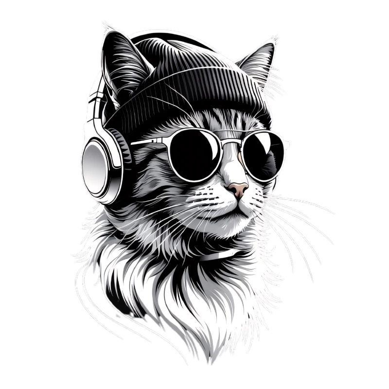 Katzen-DJ mit Kopfhörern