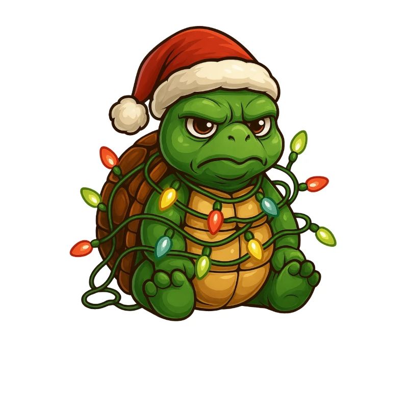 Grumpy Turtle Santa Hat Fairy Lights To