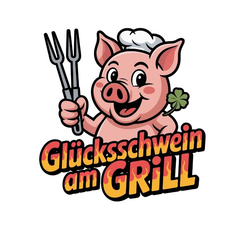 Devise drôle de barbecue du cochon chanceux sur le grill