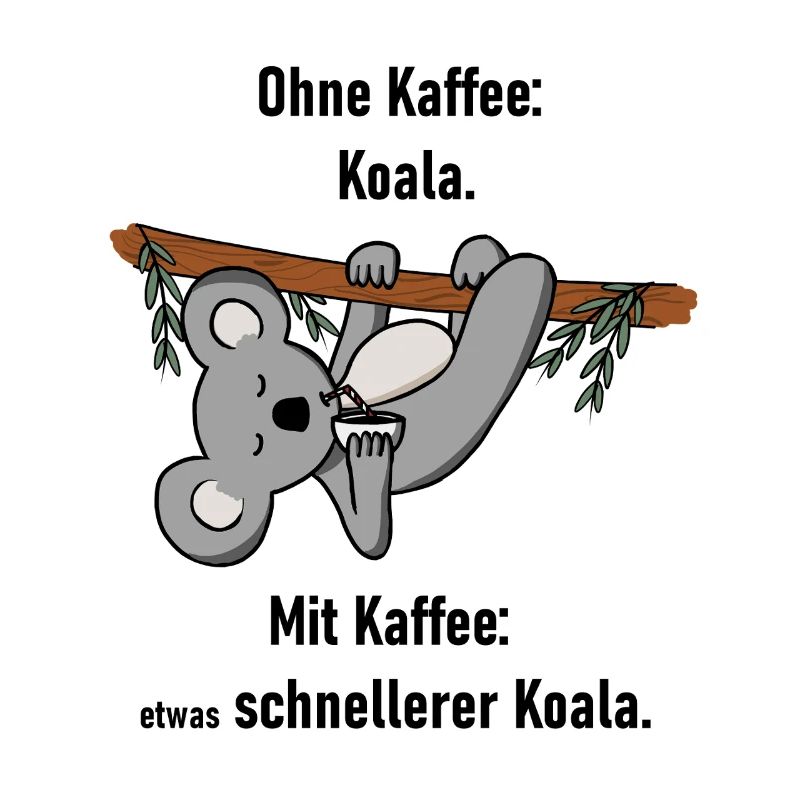 Koala drinks coffee