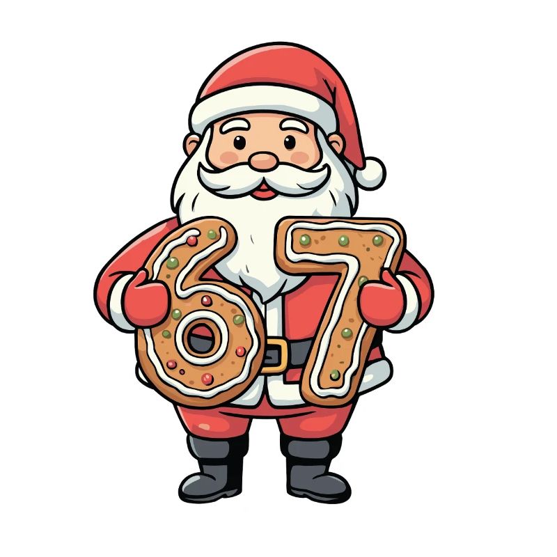 Santa 67 Meme Cookie Digits