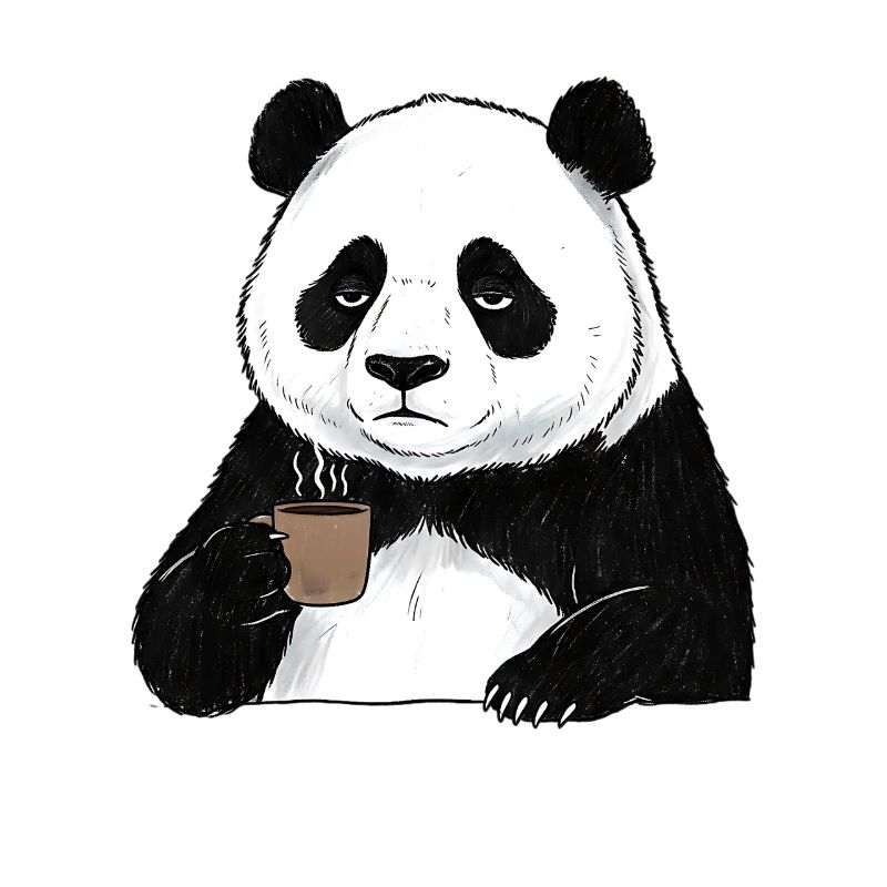 Panda caneuse, amateur de café du matin, grognon matinal