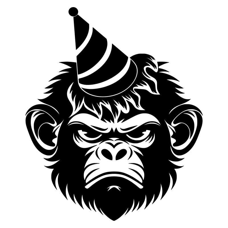 Launischer Affe mit Party-Hut