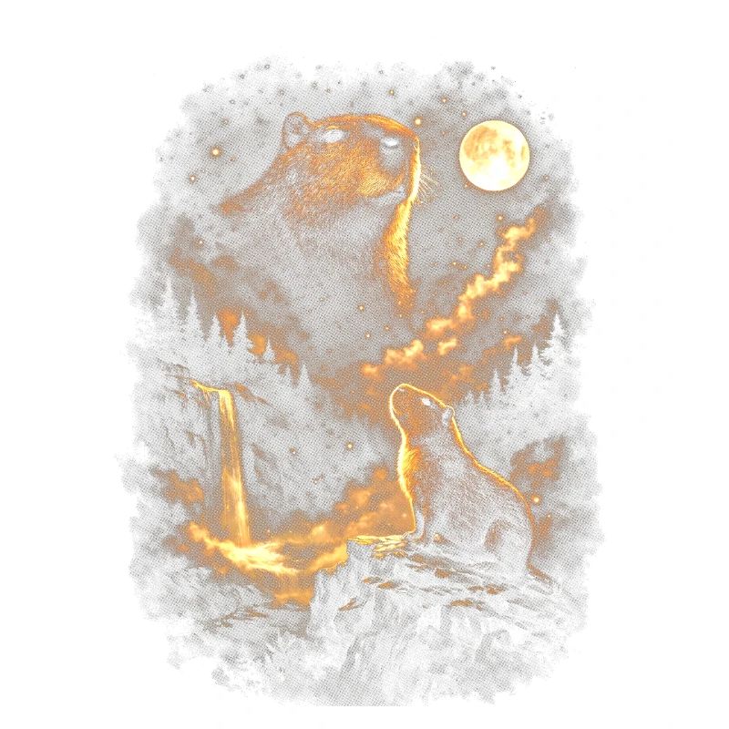 Castor au clair de lune dans la forêt de nuages