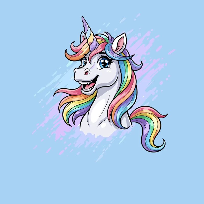 Regenbogen Einhorn Kopf Splash