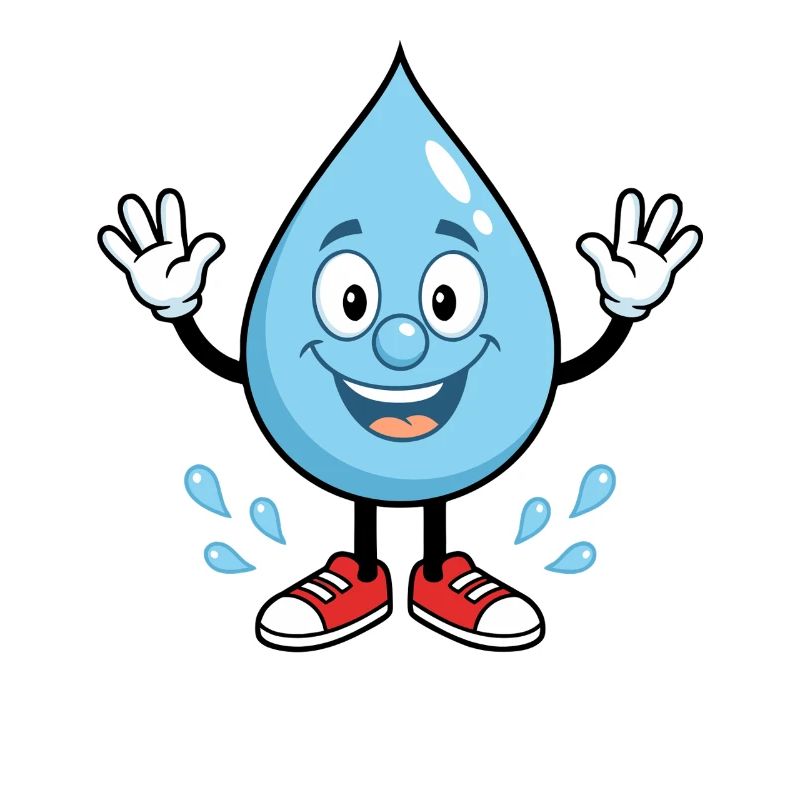 Fröhlicher Wassertropfen mit Sneakers