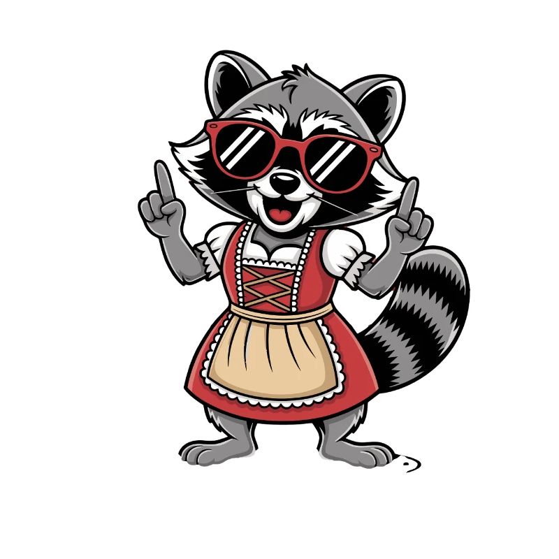 Dirndl-Raccoon mit Sonnenbrille