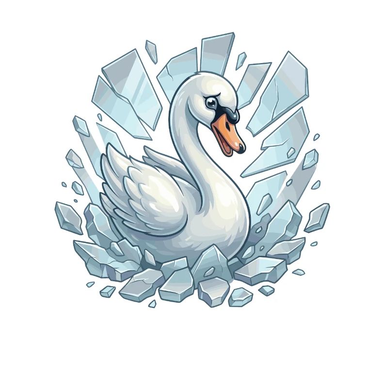Schwan bricht durchs Eis