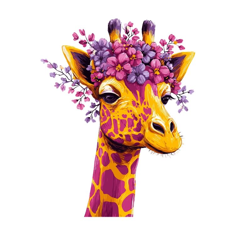 Explosion de couleurs de la couronne de fleurs de girafe