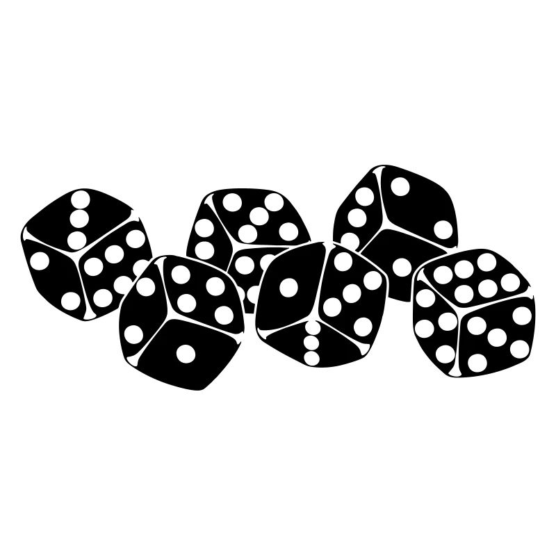 Six dice next to each other