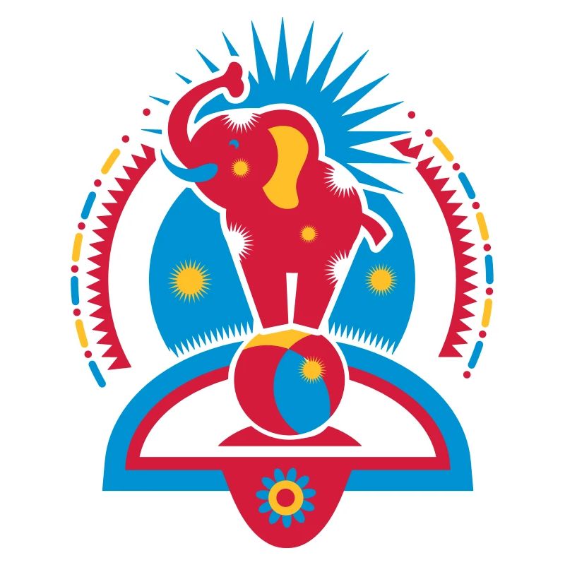 A circus elephant on a ball in the ring
