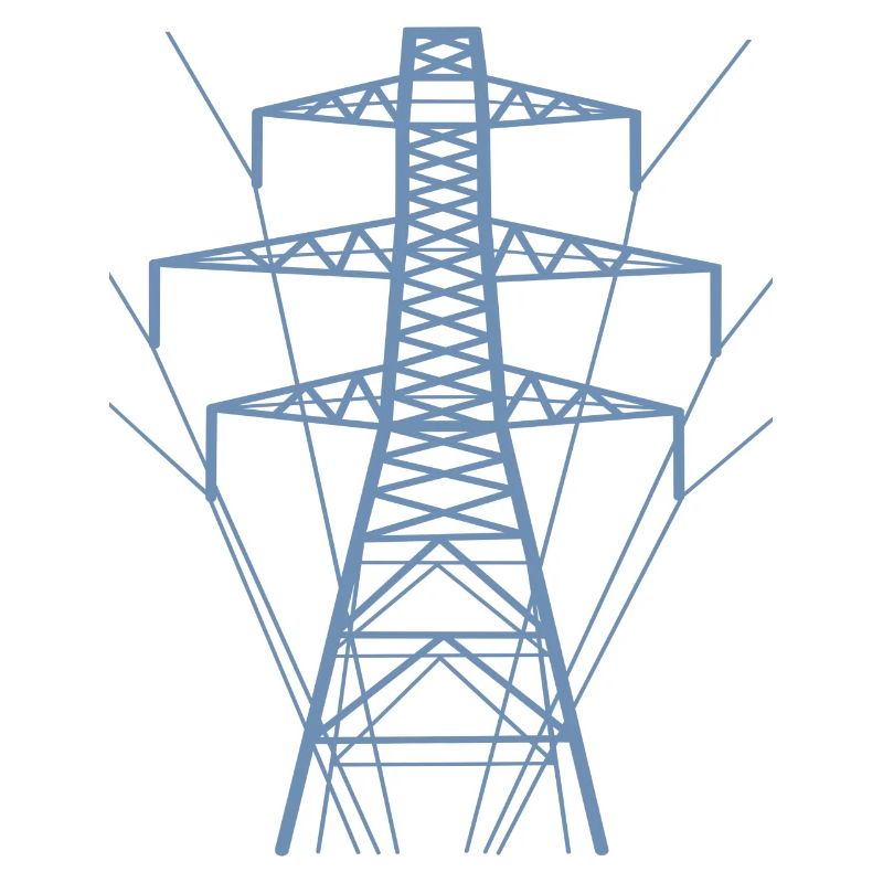 Weiße Strommast-Silhouette