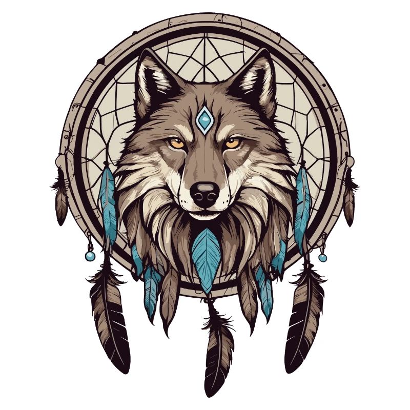 Dream catcher with wolf