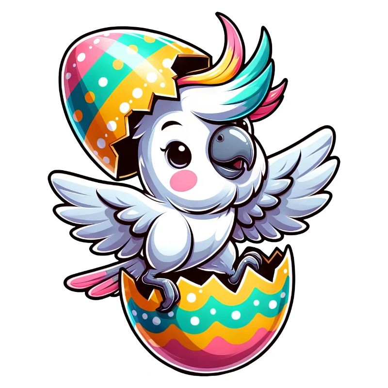 Easter Cockatoo in Eggshell, Clumsy Bird