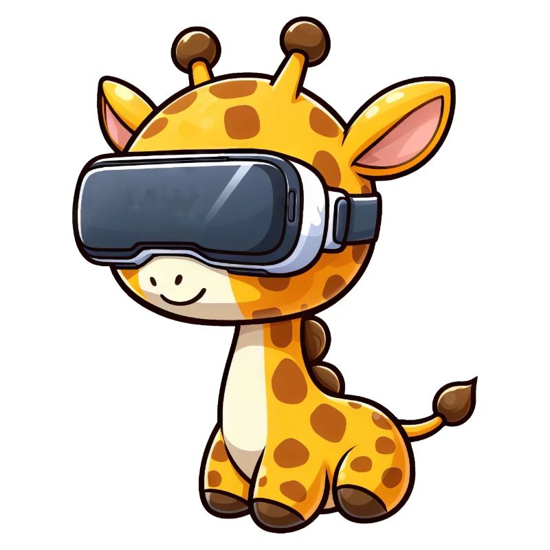 Süße Comic Giraffe spielt mit Virtual Reality
