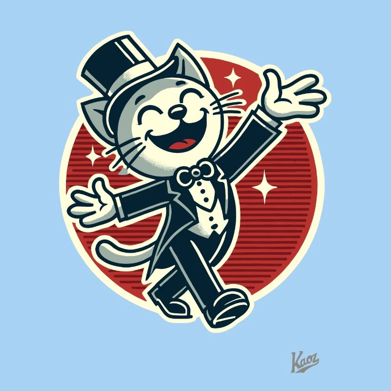 Chat drôle élégant en queue de pie avec chapeau haut de forme